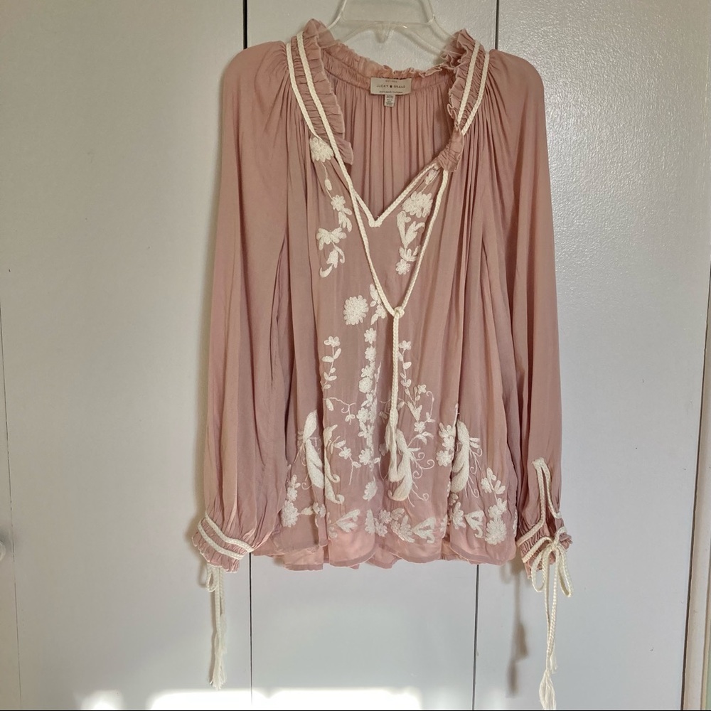 LUCKY BRAND Embroidered Peasant Blouse